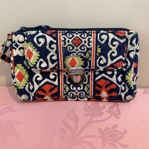 Vera Bradley All In One Wallet‎ Wristlet Canterberry Cobalt Quilted